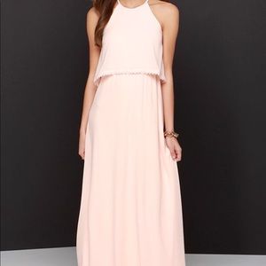 PEACH LACE MAXI DRESS
